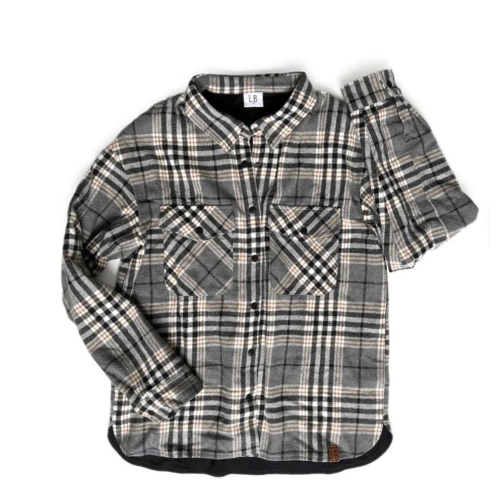 Little Bipsy Adult Flannel Shacket - Ash - Picture 6 of 7